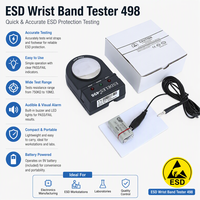 Testeur de mise à la terre Portable ESD pour dragonne Moniteur de test d'électricité statique à double canal Testeur de bracelet ESD 498