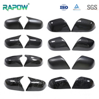 Coque de rétroviseur en fibre de carbone sèche noire modifiée en forme de corne pour Tesla Model 3/Y, compatible RAPOW