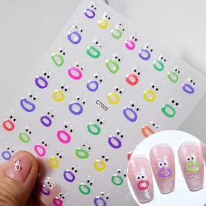 4 pièces/sac Kawaii bouche monstre ongles autocollants mignon gelée drôle <span class=keywords><strong>Expression</strong></span> décalcomanies curseur bricolage ongles décoration ongles autocollants - Product Image 3