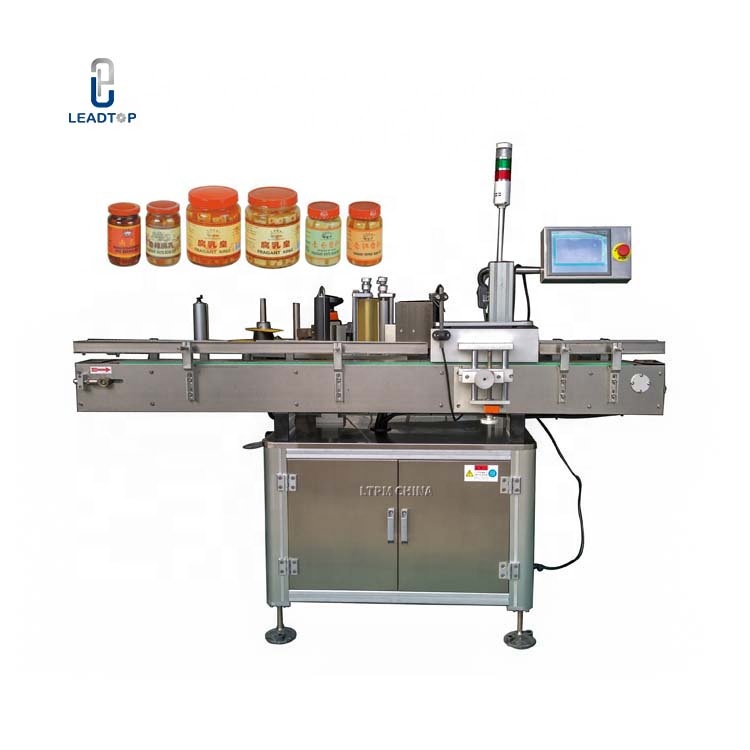 automatic bottle placing fermented bean curd bottle receiving are completed labeling machine