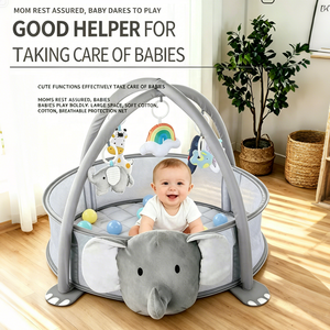 Tapis de jeu pliable 4-en-1 KSF en coton doux avec piscine à balles et côtés en maille pour bébés, centre d'activités intérieur, vente en gros - Product Image 3