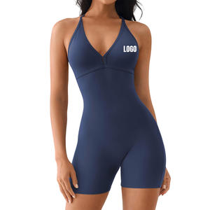 <span class=keywords><strong>Combinaison</strong></span> de yoga sans dos pour <span class=keywords><strong>femme</strong></span>, effet froncé aux fesses, contrôle du ventre, compression, extensible, sans manches, pour le sport, vente en gros - Product Image 6