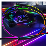 Bande lumineuse LED RGB contrôlée par application, nouvelle lumière d'ambiance avec changements de couleur pour l'intérieur de la voiture, accessoires d'éclairage automobile