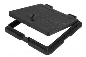 Couvercle de trou d'homme en PVC pour plancher complet Couvercle en plastique carré noir de 45mm d'épaisseur pour le drainage industriel et l'accès à la maintenance des services publics - Product Image 3