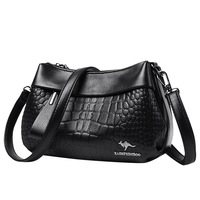 Sac à bandoulière pour femme, nouveau style 2026, en cuir PU, fermeture éclair, multi-compartiments, logo kangourou, en cuir synthétique souple