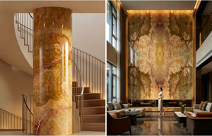 Mármol Pulido <span class=keywords><strong>Barcelona</strong></span> Gold en Losa Grande, Mármol con Vetas Rojas Doradas, para Proyectos Comerciales, Hoteles, Salas de Estar, Pisos, Paredes y Encimeras - Product Image 2