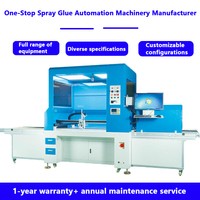 Machine de distribution de colle visuelle en ligne semi-automatique Rinngo pour boîtes rigides, bords en cuir, carton et petites boîtes en carton ondulé