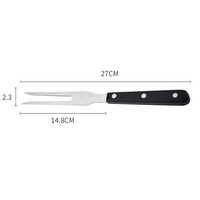 Ensemble de 2 fourchettes à couteau pour barbecue en acier inoxydable Fourchette à viande ambidextre à revêtement PVD Manche pointu en POM dentelé épais