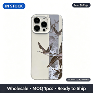 Coque transparente en TPU motif <span class=keywords><strong>oies</strong></span> volantes style aquarelle chinoise, antichoc pour iPhone 17 16 15 14 13 Pro Max - Product Image 1
