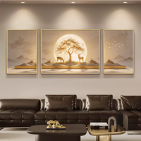 Peinture décorative moderne de luxe pour salon, triptyque encadré, paysage doré, décoration murale pour fond de canapé