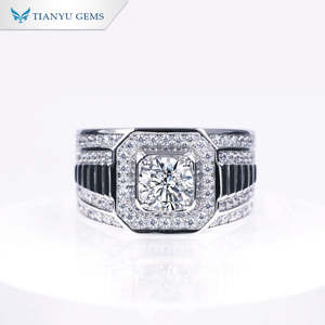 Anillo de plata de ley S925 de alta gama Tianyu para hombre con moissanita, estilo vintage para negocios y uso diario - Product Image 1