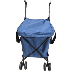 Chariot utilitaire pliable, capacité 120 lb, cadre en acier, chariot de courses avec sac en toile imperméable amovible et freins pour courses et linge - Product Image 2