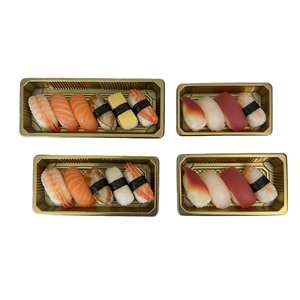 Bandeja Rectangular Pequeña para Alimentos, Pasteles, Galletas, Contenedor Desechable de Plástico PET Dorado con Tapa para Múltiples Usos, Venta al Por Mayor - Product Image 2