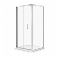 Porte de douche coulissante en verre trempé de 6 mm avec panneau latéral fixe, enclos à coins carrés 800-1200 mm, cadre chromé, design en gros