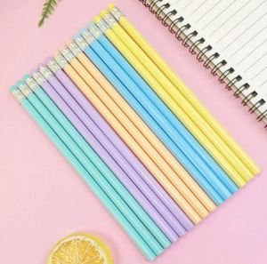 Crayon à dessin et à croquis en chêne brillant de couleur macaron, HB, avec tête en caoutchouc, haute valeur esthétique - Product Image 1