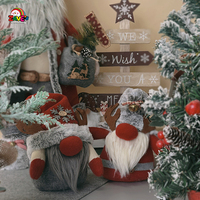 Poupées en coton décoratives de Noël Zaves 9 pouces Gnomes gris rouges avec bois Nez rouge Flocons de neige Figurines et jouets en peluche