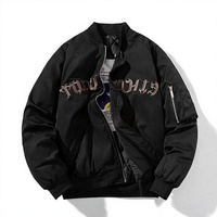 Blouson Bomber Homme Tendance Slim Fit en Polyester avec Fermeture Éclair, Broderie Imprimé Animal, Capuche, Style Baseball Streetwear Automne Hiver – Vente en Gros