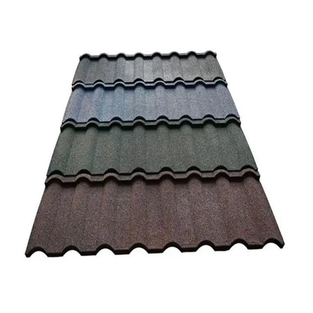 Pemasok Cina kualitas terbaik bahan bangunan logam Shingle Roma atap lembaran warna batu dilapisi ubin atap logam