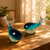 Décorations de bureau en verre Art Déco en forme de poisson, animaux marins, avec glaçure colorée et phosphorescente, parfaites comme bibelots d'anniversaire