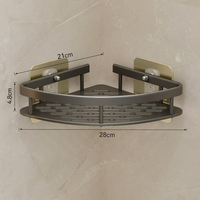 Étagère d'angle murale triangulaire moderne pour salle de bain, sans perçage, en aluminium spatial, étanche, pour hôtels