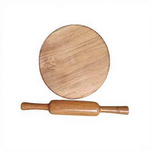 Deluxe Quality Wooden Kitchenware Pastry Board With Wooden <b>Rolling</b> Pin Round Shape Customized Size Chakla Belan In Bulk - Product Image 1