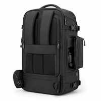 Grand sac à dos pour appareil photo noir, sac de photographie DSLR avec compartiment inférieur pour équipement, poche latérale à cordon de serrage, ceinture de taille