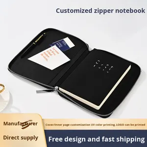 Quaderno A5 in PU con Cerniera, Cartella Portadocumenti Multifunzionale Personalizzabile per Manager, Nuovo Modello con Ampia Capacità e Tasche Interne - Product Image 1
