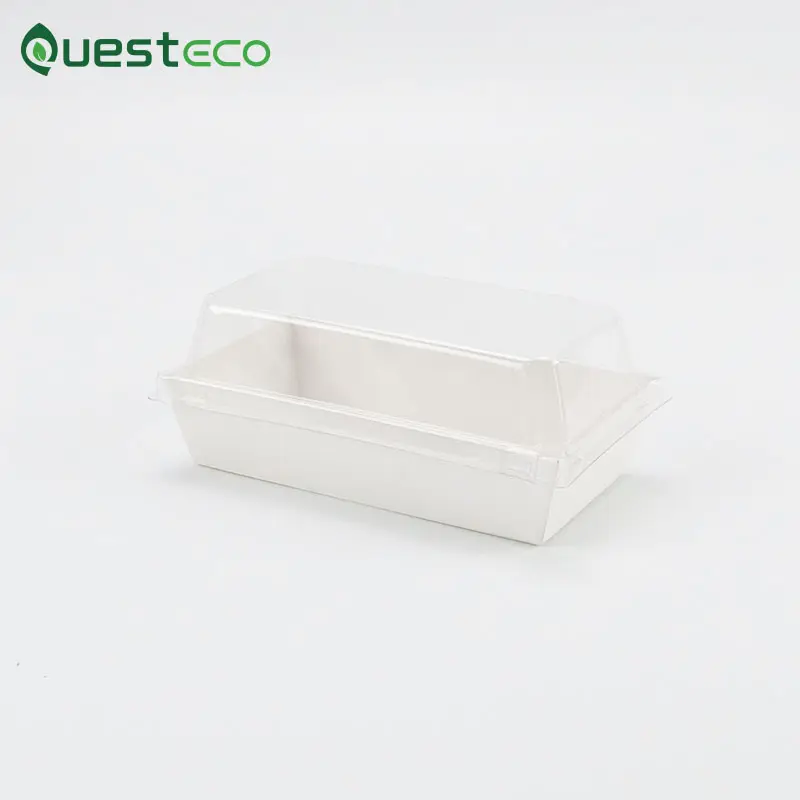 Caja de papel Kraft con tapa de plástico para sushi, caja de transporte para desayuno, sándwich, pastel, calidad superior, precio bajo, impresión personalizada