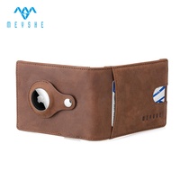 Dompet Jepit Uang Kulit Asli Crazy Horse Geometris Tipis Anti RFID Buatan Pabrik untuk Pria