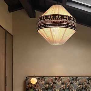 Lampe suspendue en tissu imprimé de style ethnique bohème d'Asie du Sud-Est pour maisons modèles, maisons d'hôtes, salons et chambres, Mad - Product Image 3