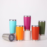 Logotipo personalizado que imprime tazas de viaje de acero inoxidable térmicas al vacío con recubrimiento en polvo de 20/30 oz con pajitas estilo americano