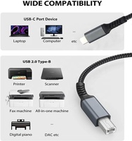 Câble d'imprimante usb 2.0, type c vers b, en nylon, tressé, 1m, 2m, 3m, 5m, 10m