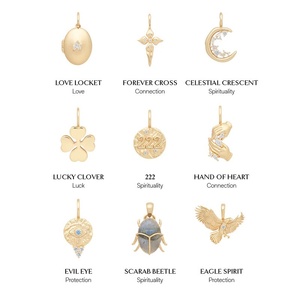 DIY Simple Color Cruz collar Escarabajo octogonal estrella Luna colgante Acero inoxidable Animal chapado en oro cadena de eslabones estilo de moda - Product Image 1