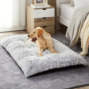 Kış sıcak kalınlaşmış uzun peluş köpek yatağı Mat yıkanabilir büyük köpek kanepe Mat yumuşak uyku kulübesi Pet malzemeleri köpek ürünleri