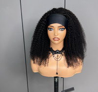Perruque bandeau en cheveux humains vierges brésiliens afro crépus bouclés, densité 300%, respirante et confortable pour femmes noires