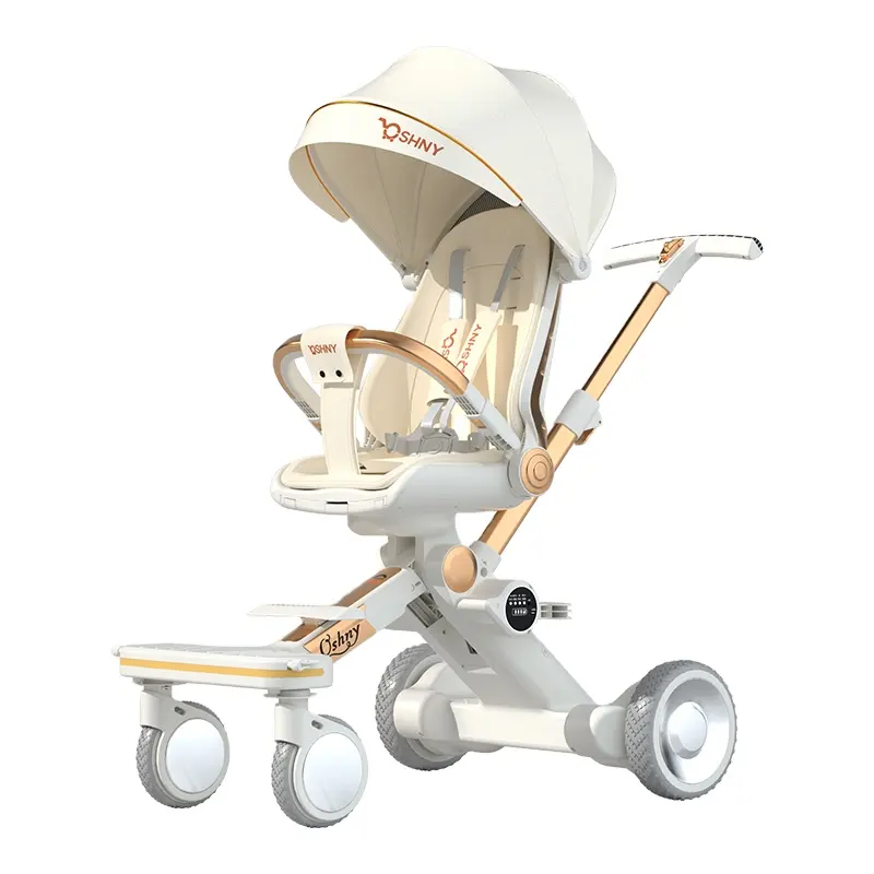 2024 Deluxe 3-in-1 Foldable Travel System Full Size Jogging Bassinet Premium Lightweight Electric Baby Stroller
