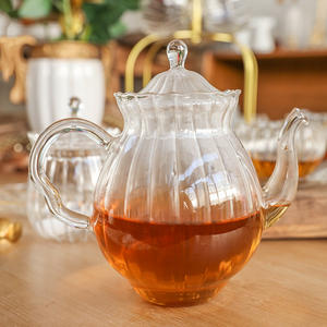 Tasse à jus en verre rétro créative, tasse à café en verre transparent, théière rouge - Product Image 3