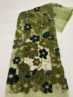 Tissu pour robe femme de style moyen-oriental, nouveau style, broderie à deux tons + perles + paillettes