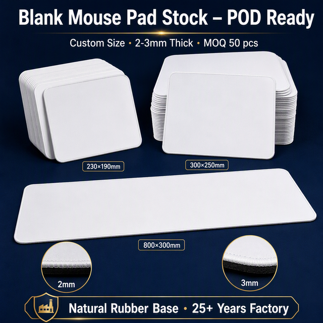 Blank Gaming Mouse Pad Unprinted XXL Cloth Mousepad Non-Slip Rubber Base Sublimation Ready Wholesale Bulk India Esports