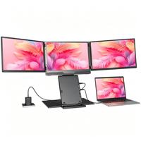 Extenseur d'écran portable pour ordinateur portable à quatre écrans, 15,3 pouces, 1200P IPS, connexion par un seul câble Type-C, 4 moniteurs portables avec support pour le bureau