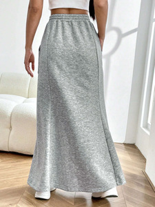 Jupe mi-longue de style décontracté simple pour femme, jupe trapèze polyvalente pour le printemps et l'été - Product Image 3