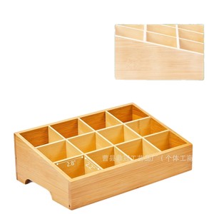 Boîte de rangement pour sachets de thé en bambou, tiroir à compartiments en bois, grande capacité, organisateur de bureau pour le rangement des dosettes de café - Product Image 5