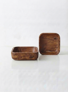 Natural Wooden Square Serving Bowl Set of 4 Acacia Wood Snack Bowls Handmade Wooden Dipping Bowls for Nuts Dry Fruits Salad - Product Image 6