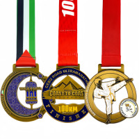 Médaille sportive personnalisée en alliage de zinc, or, argent, bronze, fabriquée sur mesure par le fabricant, médaille de marathon personnalisée