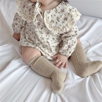 Ropa Infantil de Primavera y Otoño, Estilo Coreano, Mono de una Pieza para Bebés y Niñas, con Estampado Floral, Bolsa, Cuello de Muñeca de Encaje, Sombrero y Camisa de Algodón