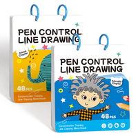 48 feuilles de cartes de traçage pour le contrôle du stylo, thème animaux et personnages, livre d'entraînement à la concentration et à la pré-écriture pour enfants