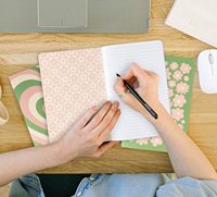 Carnet de notes Kawaii à couverture souple avec Logo personnalisé, vert et rose