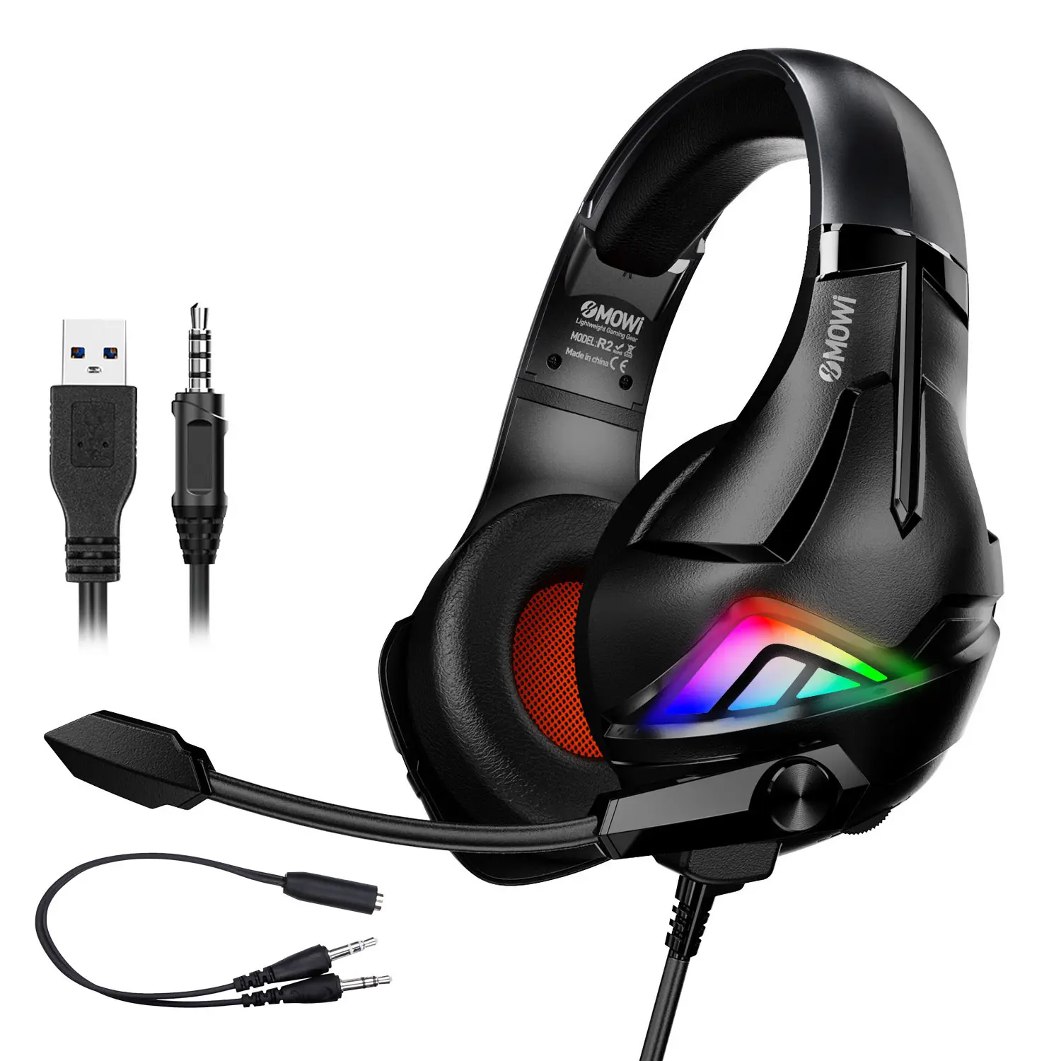 Hot Xmowi R2 Stereo 3.5Mm Noise Cancelling Headset Spel Met Microfoon Led Licht Voor Schakelaar PS4 Xbox One Pc gaming Headsets