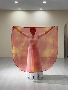 Nouveaux drapeaux de danse du ventre, 140*140 drapeaux de louange avec motif de flamme et poteaux télescopiques, costumes de spectacle d'église - Product Image 5