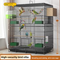 Nouvelle Cage à Oiseaux Rectangulaire de Luxe pour Perroquets, en Fil d'Acier à Faible Teneur en Carbone, avec Broderies Œil de Perle et Peau de Tigre, Grande Taille pour Villa
